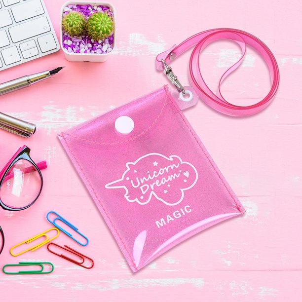 Bolsa Monedero de PVC de dibujos animados para mujer, transparente para tarjetas (rosa roja) Tmvgtek Para estrenar