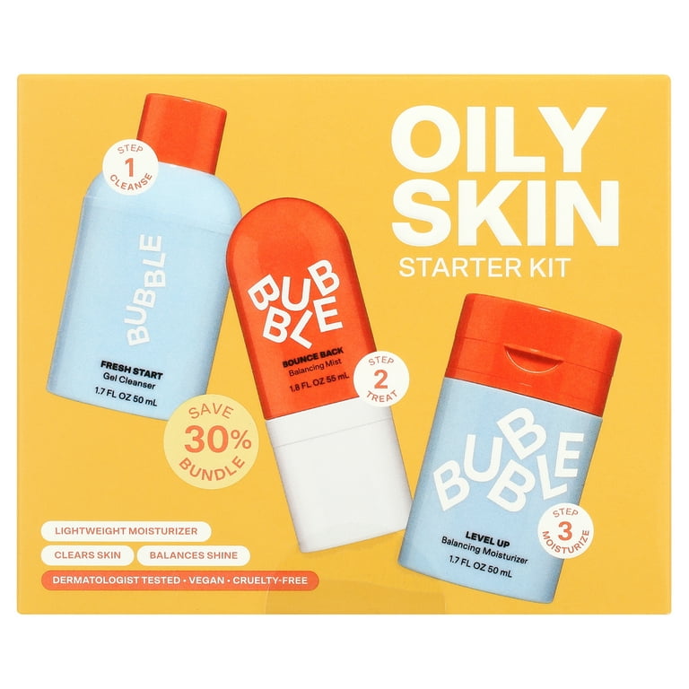 Bubble Skincare, 3-Step Balancing Set, for Oily and Combo Skin