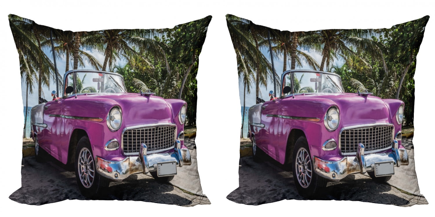 Cars Throw Pillow Cushion Cover Pack of 2, Classic Colored Cabriolet
