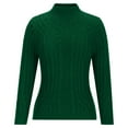 thumbnail image 3 of Amidoa Womens Sweater Long Sleeve Green Turtleneck Slim Cable Knit Fall Solid Sweaters Cardigans for Women Trendy M, 3 of 5