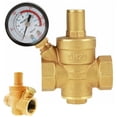 thumbnail image 1 of Brass Adjustable Water Pressure Regulator, Wide Application Pressure Reducer Valve with Gauge Meter for Various Plumbing Systems (DN20), 1 of 5