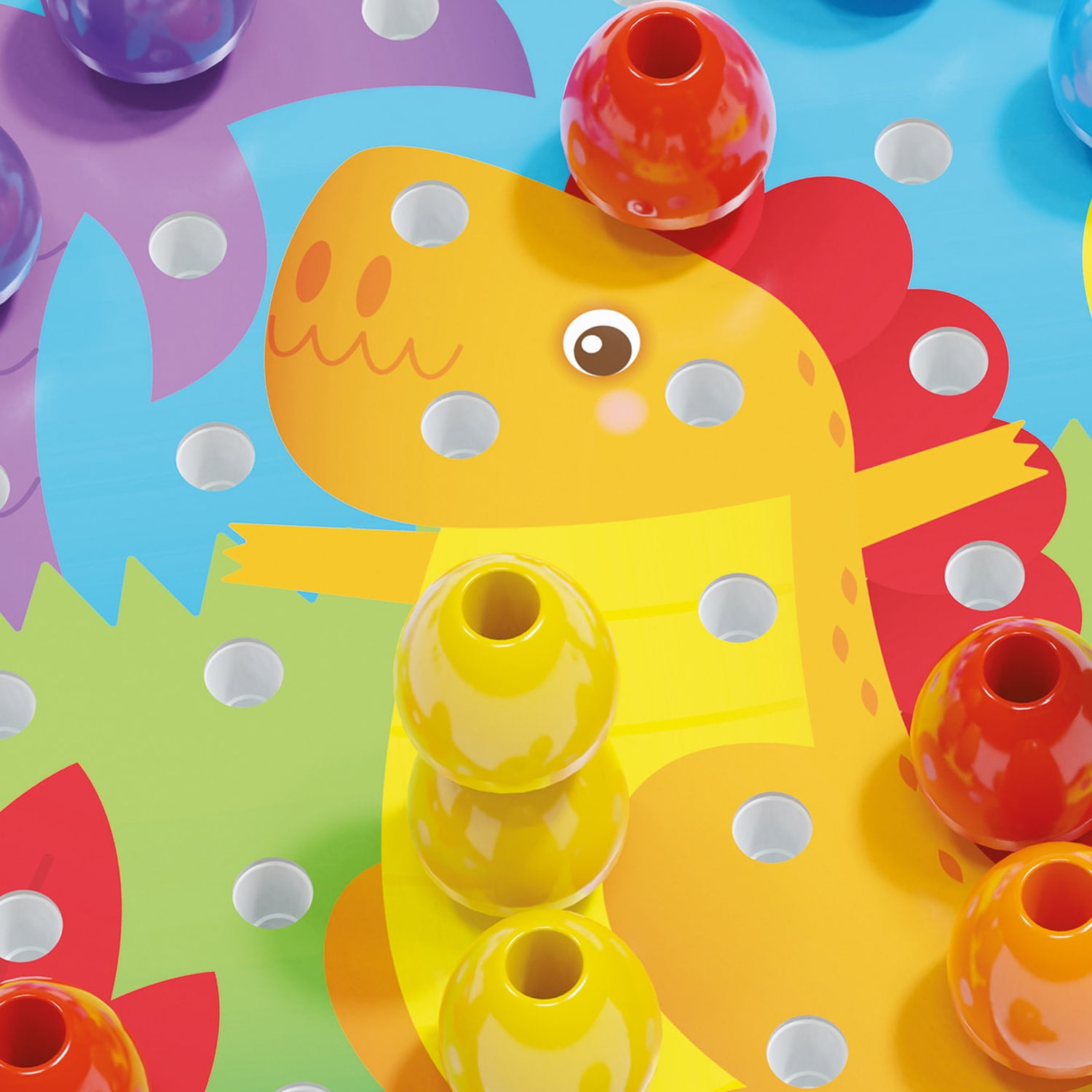 Quercetti: Jumbo Peggy - Creative Pegs Stacking & Color Matching Toy, Illustrated Cards & 9 Linking Boards, Animal & Nature Scenes, Toddler & Kids 2+