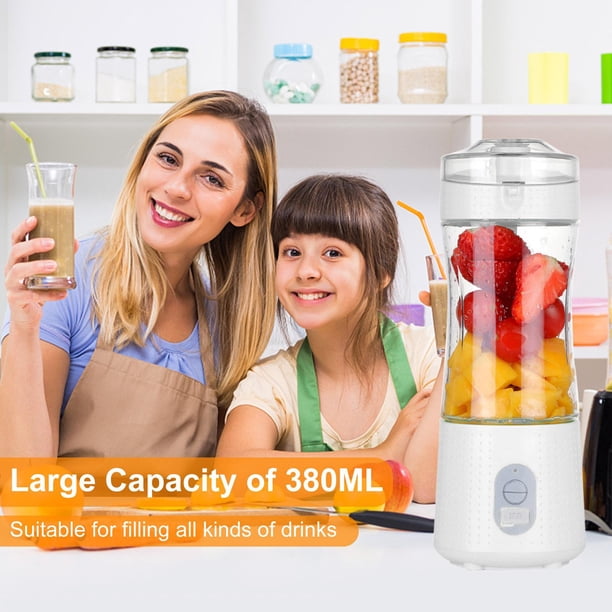 Copa De Jugo Licuadora inalámbrica portátil y 6 cuchillas - Vaso de jugo recargable por USB (blanco) Wdftyju Libre de BPA