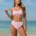 thumbnail image 2 of Sevevn Women's High Waisted Striped Bikini Set Ribbed Two Piece Swimsuit Pink L, 2 of 6