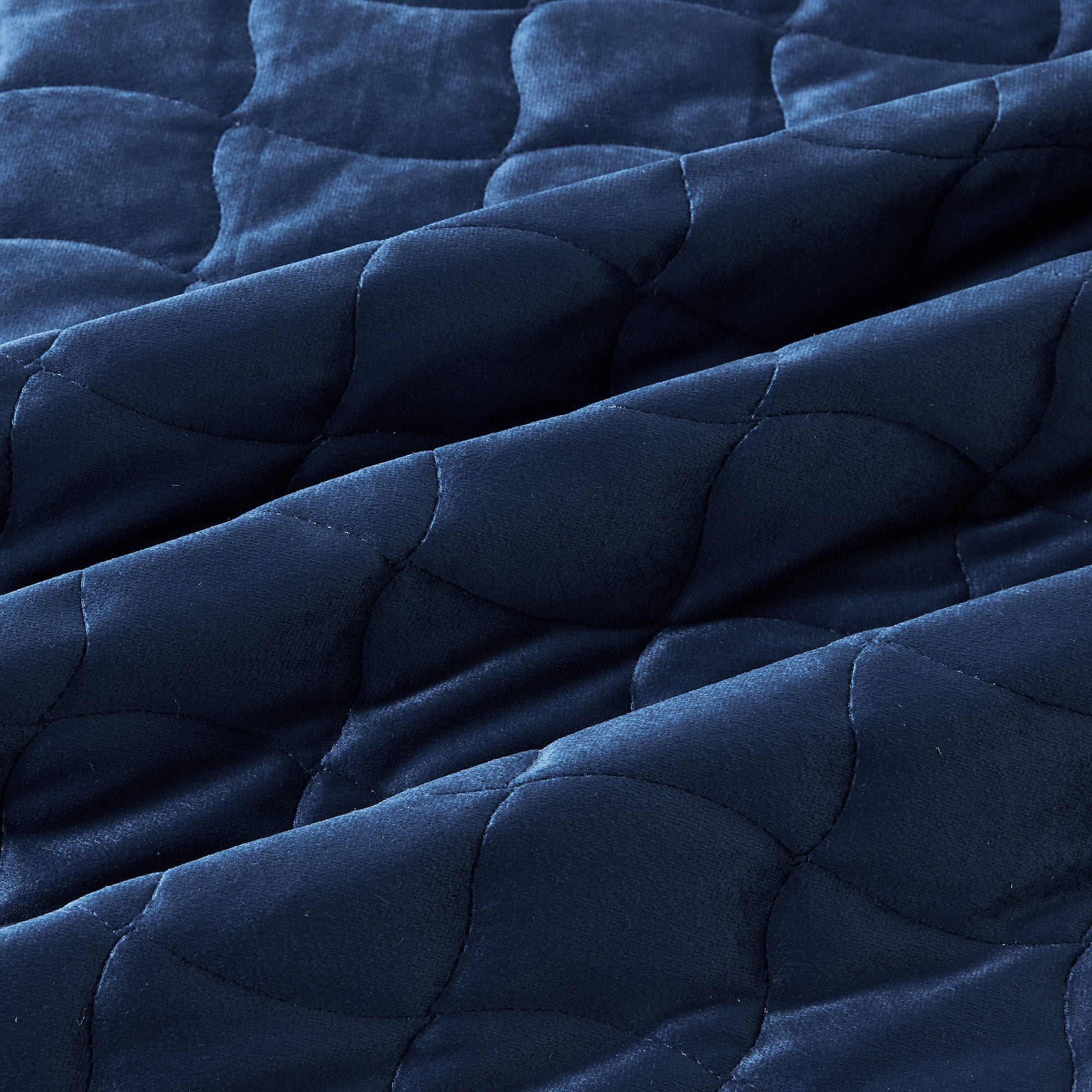 Dual-Sided Velvet Box-Stitched Heavyweight 2-Piece Twin Quilt Set, Navy
