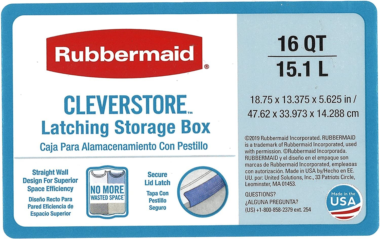 Rubbermaid Cleverstore 16 Quart Plastic Storage Tote Container with Lid (6 Pack) - image 4 of 9