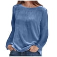 thumbnail image 1 of MSJUHEG Chemises à Manches Longues pour Femmes Chandails à Capuchon pour Femmes Chandail à Capuchon en Velours Uni avec Col Rond et Manches Longues Tops Chandail à Capuchon Bleu TG, 1 of 5