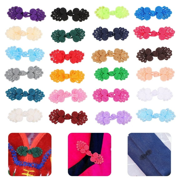 UPOUART 25-Piece Set of Chinese Frog Button Clasps for Scarves in Assorted Colors, Retro Style Closure Fasteners