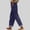 #0368-Navy, variant on Womens Drawstring Wide Leg Pants, Solid Linen Blend Loose Trousers, Elastic Waist Casual Long Bottoms, Breathable Summer Pants Gift