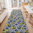 thumbnail image 3 of Hallway Runner Rug 2'x6', Lemons Flowers Kitchen Runner Rugs Non-Slip Carpet Mats, Summer Yellow Fruits Blue Floral Beige Bedside Rugs Runners Washable Floor Carpet for Bathroom Laundry Room, 3 of 8