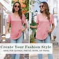 thumbnail image 5 of SHIBEVER Womens Tops T Shirts for Summer Clothes Short Sleeve Ladies Casual V Neck Blouses Tunic Pink Clothing Pullover M, 5 of 6