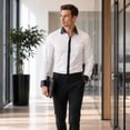 thumbnail image 3 of AZoiNM Men's Embroidered Long Sleeve Casual Shirt Loose Fit Button Down Polyester Top, 3 of 11