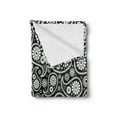 thumbnail image 2 of Black and White Soft Flannel Fleece Throw Blanket, Nostalgic Paisley Teardrop Motifs with Florals Persian Culture and Art, Cozy Plush for Indoor and Outdoor Use, 60" x 80", Black White, by Ambesonne, 2 of 5