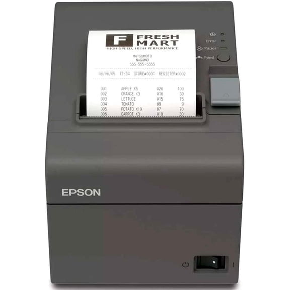 Restored EPSON TM-T20II Thermal Receipt Printer USB Connectivity, Power Supply Included High-Speed, Compact POS Printer (Refurbished)