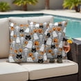 thumbnail image 4 of Halloween Grey Outdoor Waterproof Pillow Covers, Black White Ghost Orange Skull Pumpkin Decorative Square Throw Pillowcase Sofa Cushion Sham for Patio/Couch/Chair, 20"x20" 2 Pack, 4 of 8