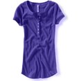 thumbnail image 1 of Aeropostale Womens 7 Aero Henley Shirt, Púrpura, X-Small, 1 of 1