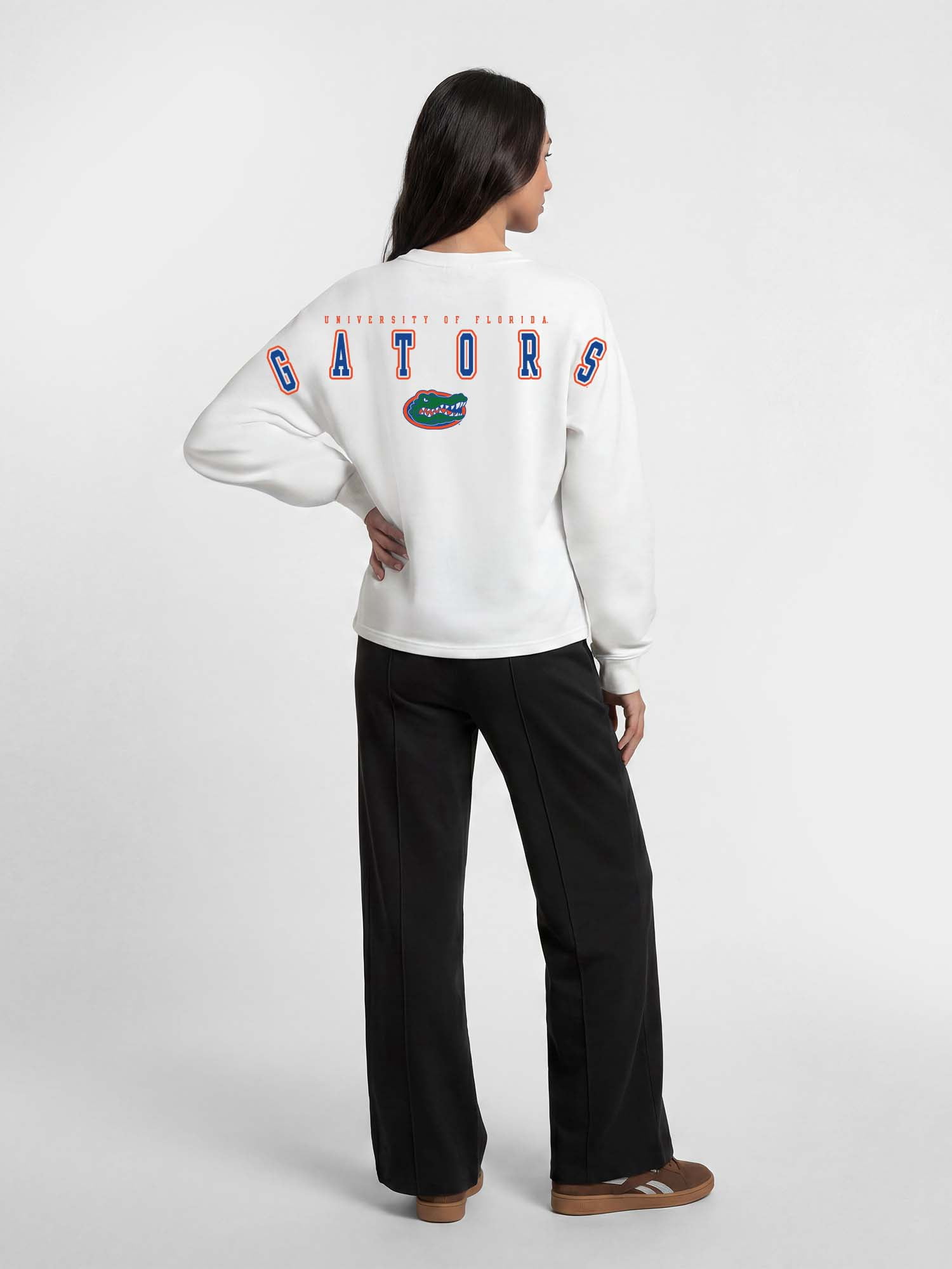Florida Gators Reebok Womens White Heavyweight Cotton Long Sleeve Pullover