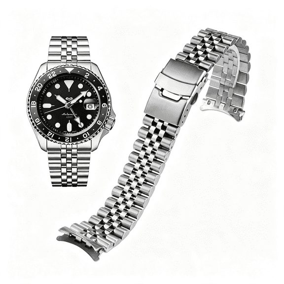 TUWAFE Stainless Steel Watch Band Curved Ends Tapered 18Mm 19Mm 20Mm 21Mm 22Mm 24Mmflexible Metal Watch Strap Smartwatch Bracelet Deployment Double Fliplock Buckle Silver Black Gold