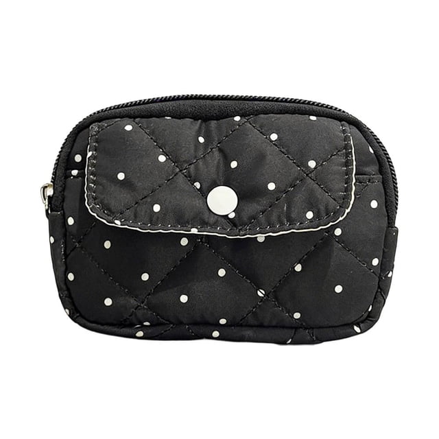 Vintage Retro Style Ccd Camera Pouch Daily Essentials Organizer Cute Aesthetic Design Quilted Mini Organizer Double Layer Storage Portable Small Polka Dot Coin Purse