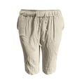 thumbnail image 5 of Huanglei Men's Casual Shorts ,Casual Summer Shorts Linen Blend Elastic Waist With Pockets Loose Fit (Beige ,3X-Large), 5 of 5