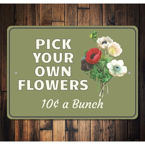 Pick Flowers Novelty Sign, Metal Wall Decor - 10x14 inches