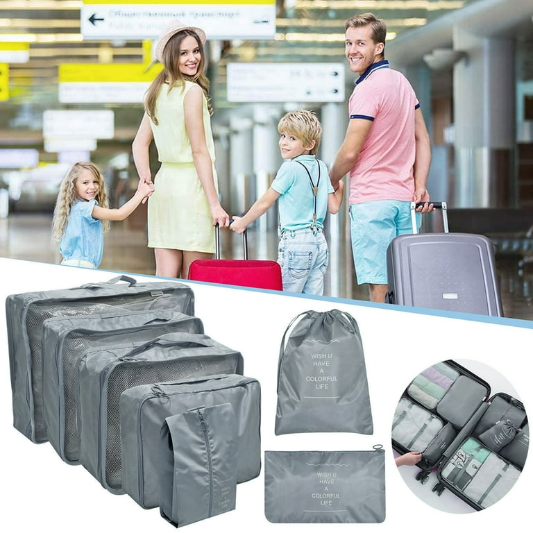 Packing Cubes For Travel 7Pcs Travel Cubes Set Foldable Suitcase Organizer Lightweight Luggage Storage Bag Baby Organizer Storage Clear Closet Organizer Closet Organization And Storage Moving with Wal...