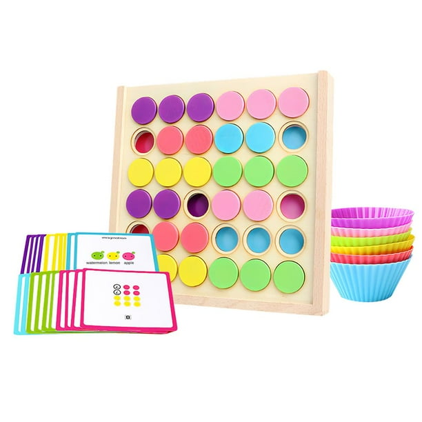 Kit De Juguete De Apilamiento De Clasificación De Placa Circular De Color De Madera, Juego De Memoria De Arcoíris, Juguete Educativo Para Niños Pequeños Sweethay FN002712-00