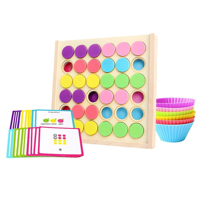 Kit De Juguete De Apilamiento De Clasificación De Placa Circular De Color De Madera, Juego De Memoria De Arcoíris, Juguete Educativo Para Niños Pequeños Speravity FN002712-00