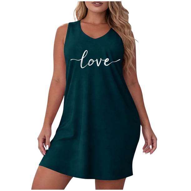 Camisa de Manga Corta Vestido para las Mujeres Suspender Suelto Vestido de Noche sin Mangas, Cómodo Vestido para Dormir en Casa