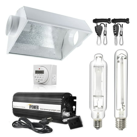 Air Cooled Grow Lights iPower 600 Watt HPS MH Digital Dimmable Grow Light System Kits Air Cooled Reflector Hood Set ()