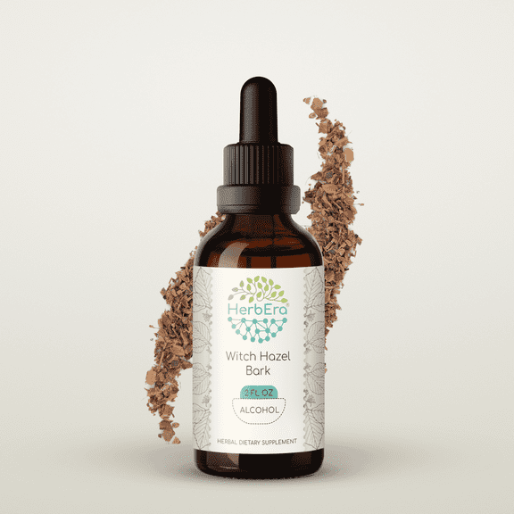 HerbEra Witch Hazel Bark Tincture, Herbal Dietary Supplement for Skin Health Support, Witch Hazel (Hamamelis virginiana) Dried Bark Extract, Natural, Alcohol Tincture, Drops 2 oz