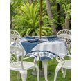thumbnail image 3 of Outdoor Tablecloth with Umbrella Hole for Patio/Picnic/Party/Camping, Navy Blue Starfish Coastal Waterproof Table Cloth Round Cover Washable, Ocean Beach Coral Nautical (Dia 60"), 3 of 8