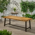 thumbnail image 4 of GDF Studio Emersyn Outdoor Acacia Wood Rectangular Dining Table Teak and Rustic Metal, 6 Person, 4 of 11
