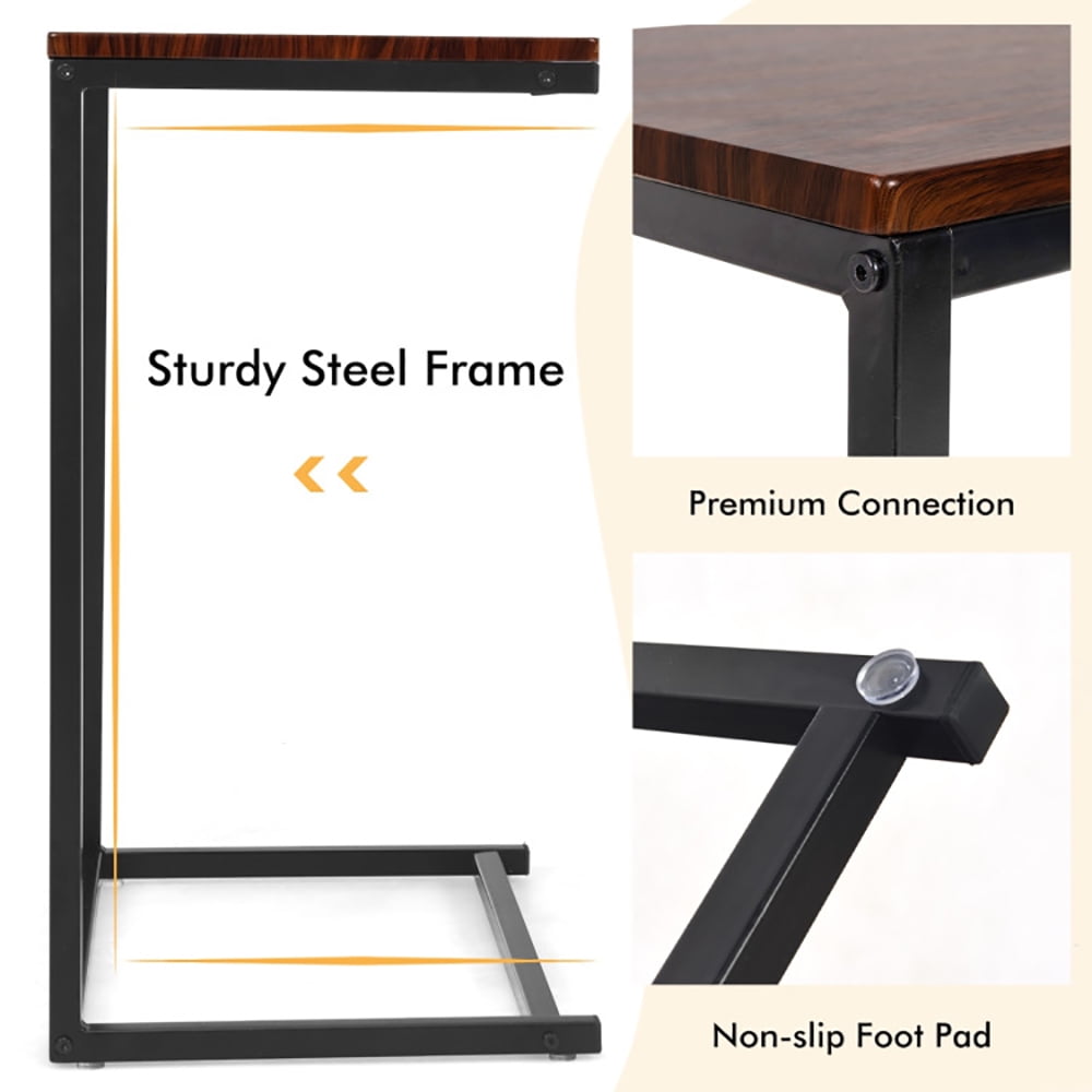 Finihen End Stand Desk, End Table, 26 Inch Beside Sofa Laptop Holder, Sofa Side Table, Bed Side Table, for Living Room, Bedroom, Dark Brown Finihen End Stand Desk, End Table, 26 Inch Beside Sofa Laptop Holder, Sofa Side Table, Bed Side Table, for Living Room, Bedroom, Dark Brown