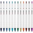 thumbnail image 1 of 12 Color Ink Pens Retractable Water Base Quick-Dry Ink 0.6mm Fiber Pen Tip Gift Scrapbooks Tool Journaling Writing Art Painting Birthday Card, 1 of 5