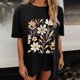 thumbnail image 3 of Faldas Cortas para Mujeres, Impresión de Flores Casual Oversized Camiseta de Manga Corta Top Hecho de 95% Poliéster 5% Spandex para Primavera Verano, Falda Corta de Verano, 3 of 7