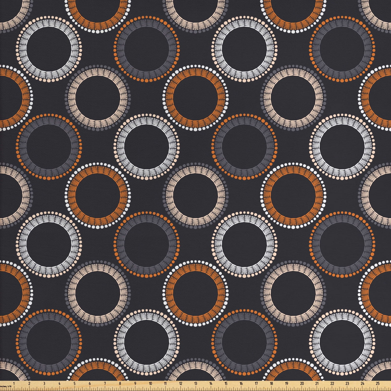 Abstract Geometry Fabric by The Yard, Ethnic Circular Dots and Stripes