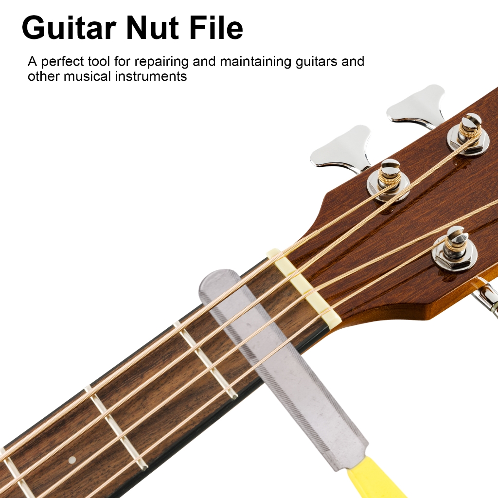 BQBQERT 3Pcs Double Edges Nut Slotting Files Guitar Nut File Set Grinding Maintenance File 3 Different Size Gear for Guitar Bass