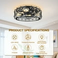 thumbnail image 2 of Cedar Hill Caged Ceiling Fan, Flush Mount Caged Ceiling Fan 20Inch with Lights for Indoor Bedroom, Kitchen ,Farmhouse, 2 of 7