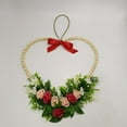 thumbnail image 4 of 18Inch Heart Shaped Wood Beaded Wreaths 3D Rose Bow Hanging Valentine's Day Decoration for Shop Home Party Garden Door, 4 of 5