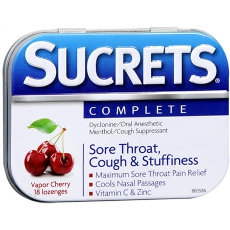 Sucrets Complete Lozenges Vapor Cherry 18 Each (Pack of 6)