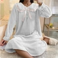 thumbnail image 6 of Busydd Flannel Nightgowns for Women Winter Warm Plush Sleepwear for Women Casual Solid Color Lapel Long Sleeve Pajamas for Women M, 6 of 8