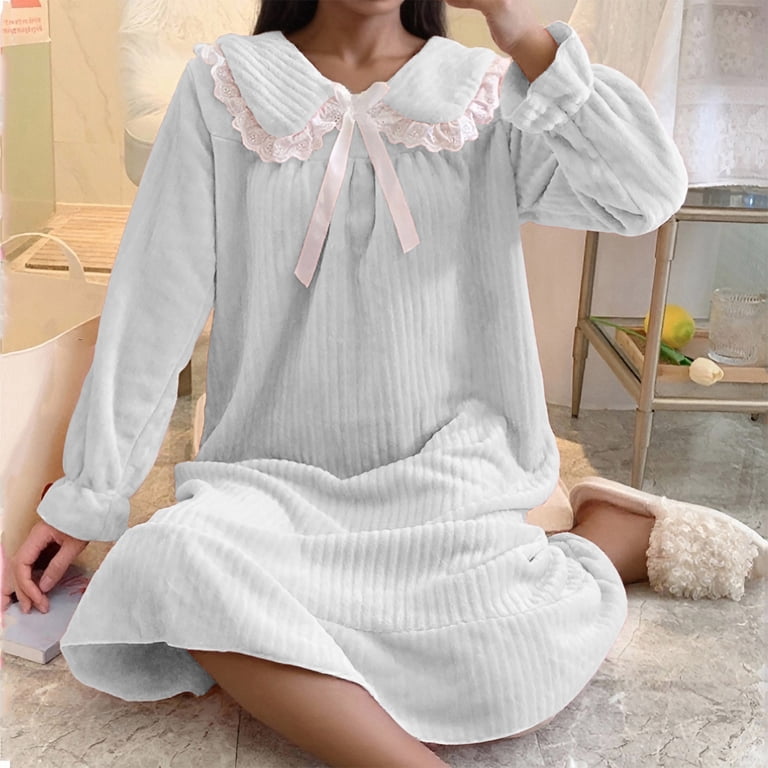 YeJammarp Womens Fuzzy Nightgown Cute Ruffle Long Sleeve Sleep Dress Doll Collar Vintage Long Loungewear Dresses Gray, L, Women's, Size: Large YeJammarp Womens Fuzzy Nightgown Cute Ruffle Long Sleeve Sleep Dress Doll Collar Vintage Long Loungewear Dresses Gray, L, Women's, Size: Large