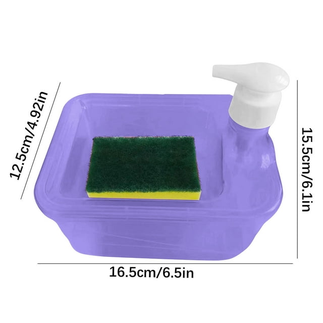 Sponges for Cleaning,Sponge and Soap Dispenser Kitchen Detergent Soap Dispenser Sponge Eraser Press Box Cleaning Brush Soap Box Circular Storage Box Soap Box Kitchen Soap Dispenser