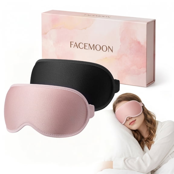 FACEMOON 2 Pack Weighted Sleep Mask – Gentle Pressure 99% Light Blocking | Memory Foam Zero Pressure Comfort for Travel