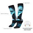 thumbnail image 4 of JUNZAN Blue Full Moon Wolf Pattern Fun Novelty Knee Warmer High Socks, 4 of 6