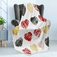 thumbnail image 4 of Romance Soft Flannel Fleece Throw Blanket, Hand Drawn of Heart Love Valentines Wedding Theme Print, Cozy Plush for Indoor and Outdoor Use, 70" x 90", Pale Coffee Black Red, by Ambesonne, 4 of 5