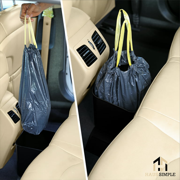 Haussimple Car Trash Can Spill-Proof Garbage Bin Auto Interior Organizer  with Stabilty Flap (Black) 