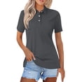 thumbnail image 4 of WULMLEO Womens Polo Shirts Cotton Short Sleeve 3-Button Collared Tops Summer Shirt Uniform Casual Shirts Business Golf Lounge Tees Gray 2XL, 4 of 5