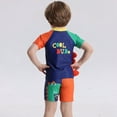 thumbnail image 5 of Gyratedream Toddler Baby Boys 3-Piece Swimsuit Trunk Rashguard Set and Sun Hat Kids Dinosaur Print Swimwear Bathing Suit Sunsuit Swim Shirt UPF 50+ for 1-7 Years, 5 of 8